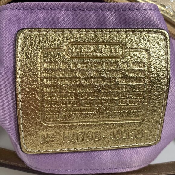 COACH Mini Signature Optic Lurex 40958 Shoulder Handbag Gold/Silver NO Tag EUC - Picture 9 of 13
